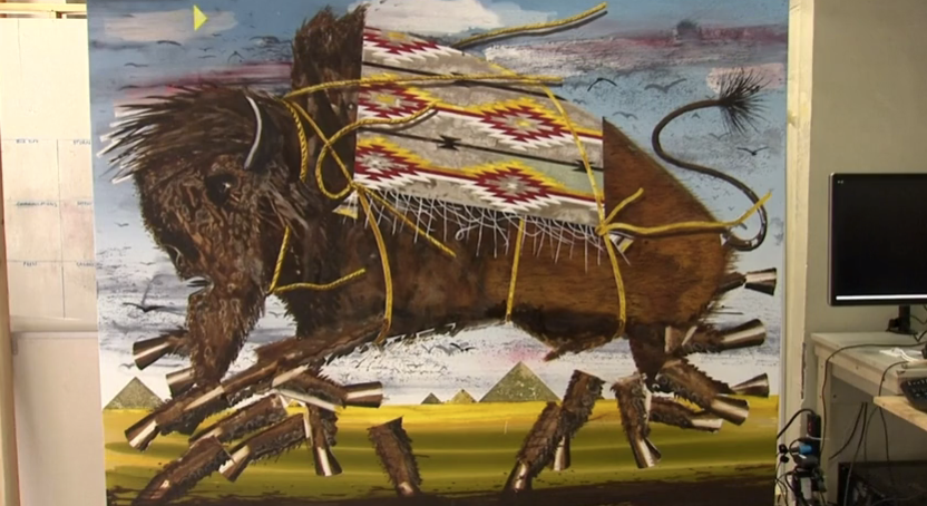 buffalo painting made by robots collaborating with each other