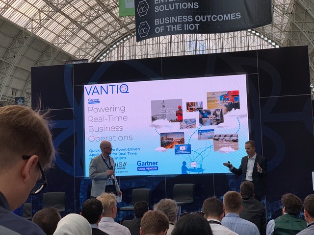 Blaine Mathieu giving a speech about VANTIQ at IoT tech expo in London, UK