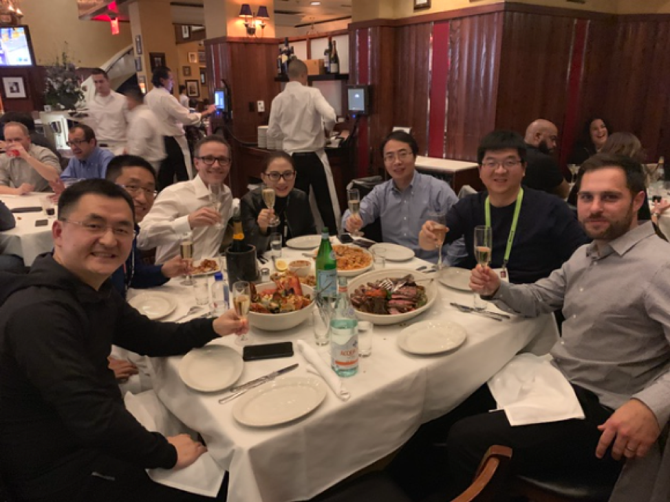 Blaine Mathieu and David Sprinzen dining with Lenovo executives after CES 2019 event in Las Vegas