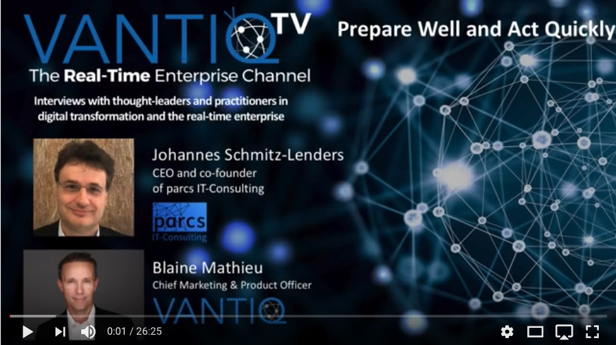 VANTIQ TV-guest speaker Johannes Schmitz-Lenders, CEO and co-founder of parcs IT-Consulting, Prepare well and Act Quickly