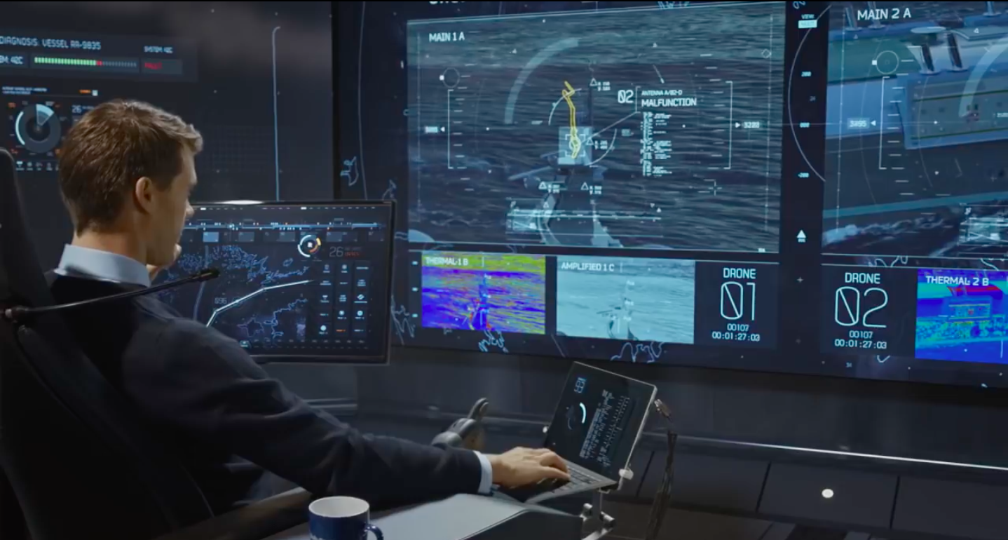 a developer monitoring the status of ships in real time with many monitors