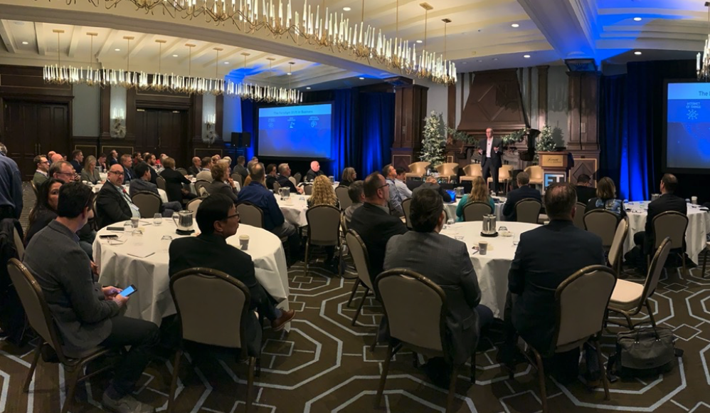 Blaine Mathieu, VANTIQ CMO, delivering a keynote early in the event to set up future discussions around IoT and AI-enabled real-time applications