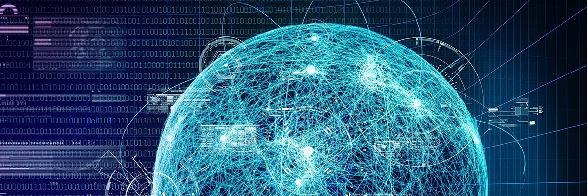 internet connected globe with data and technology