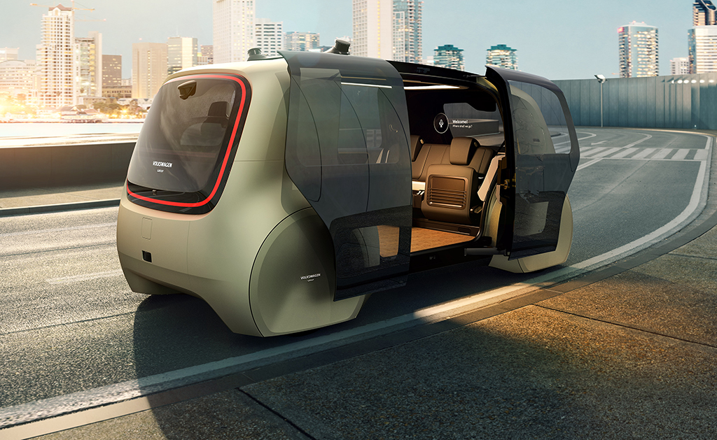 futuristic self driving volkswagen car